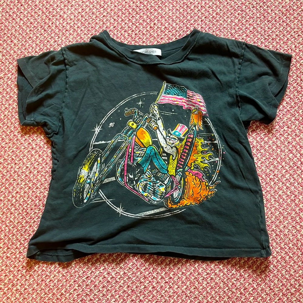 DAYDREAMER Keep On Rolling Reverse Girlfriend Tee in Vintage Black